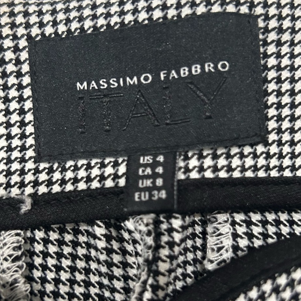 Massimo Fabbro Pull-On Pants Black White Plaid Slim Ankle S 4 - Picture 11 of 12
